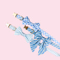 Load image into Gallery viewer, Sky Blue Plaid Dog Bow Tie