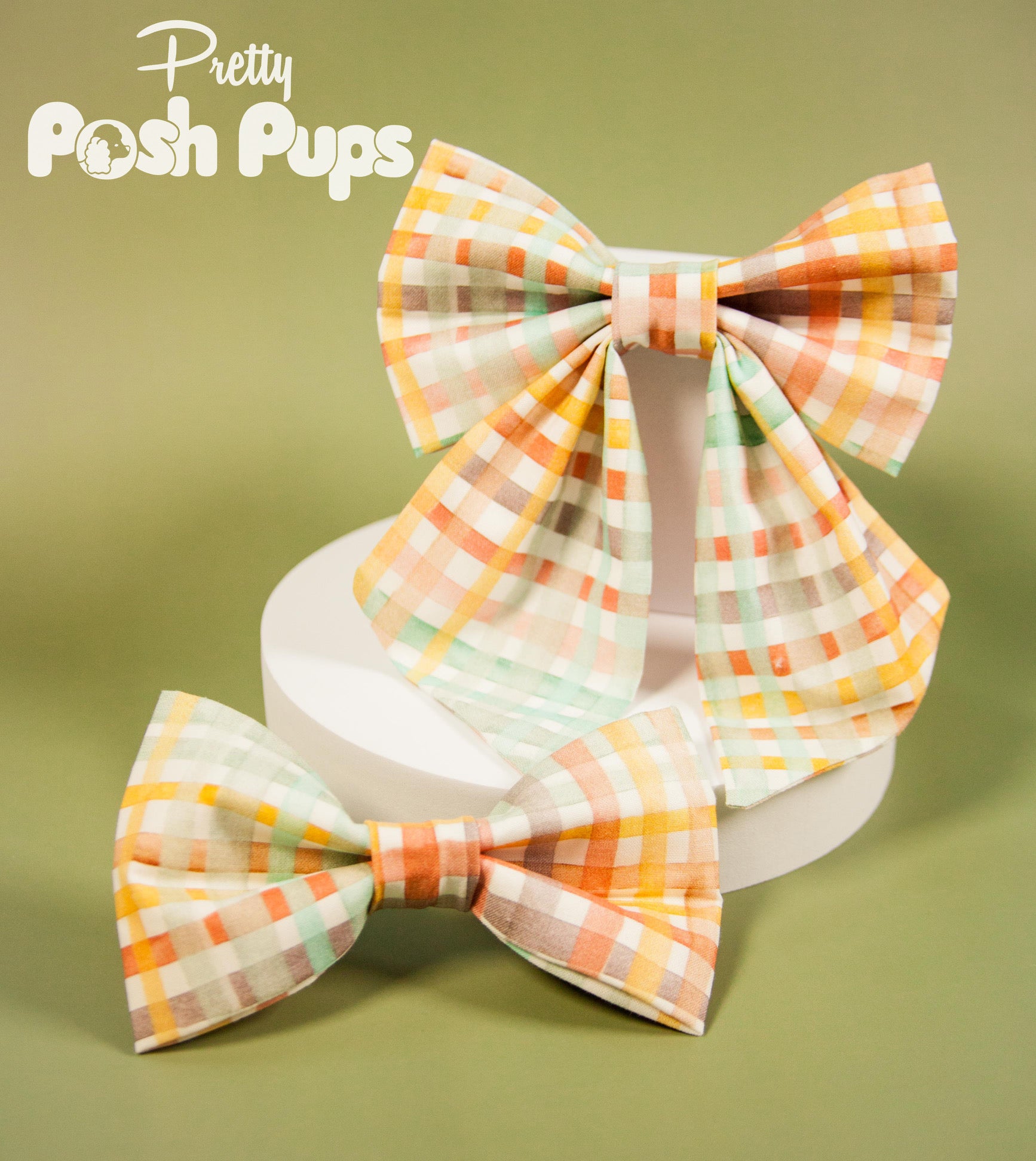 Sunrise Plaid Dog Lady Bow