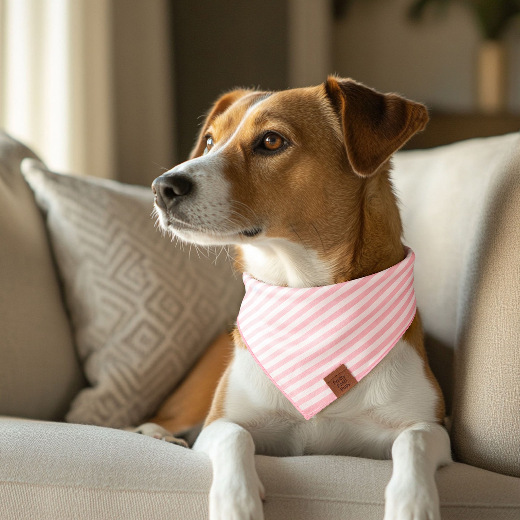 Pink Stripe Dog Bandana