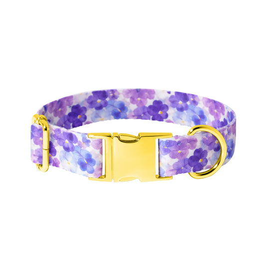 Pansy Flower Dog Collar