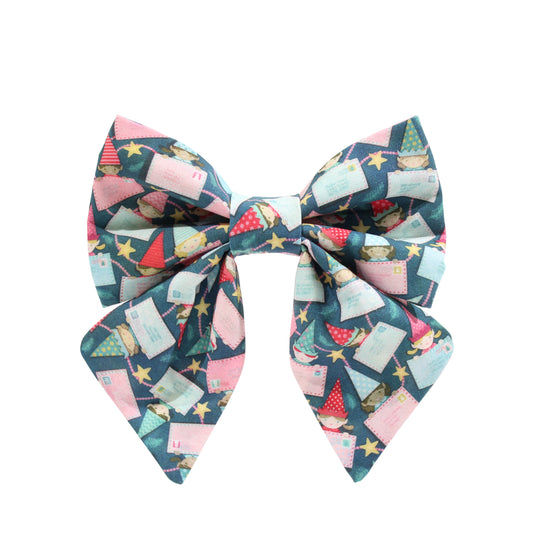 Green Letters for Santa dog lady bow