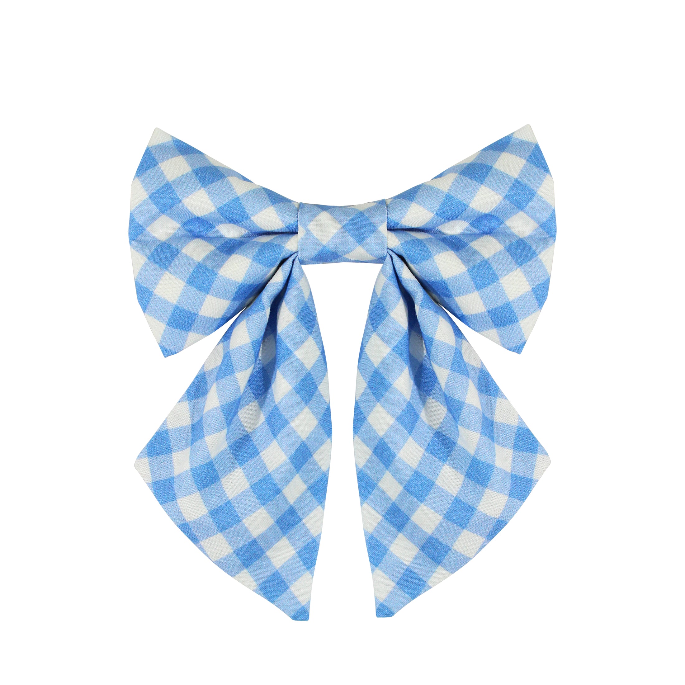 Sky Blue Plaid Lady Dog Bow