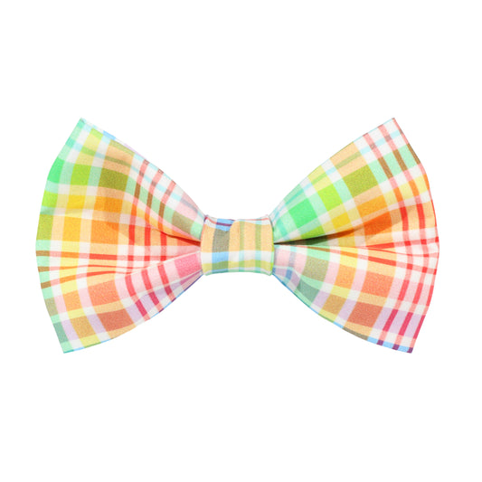 Happy Plaid Dog Bow Tie