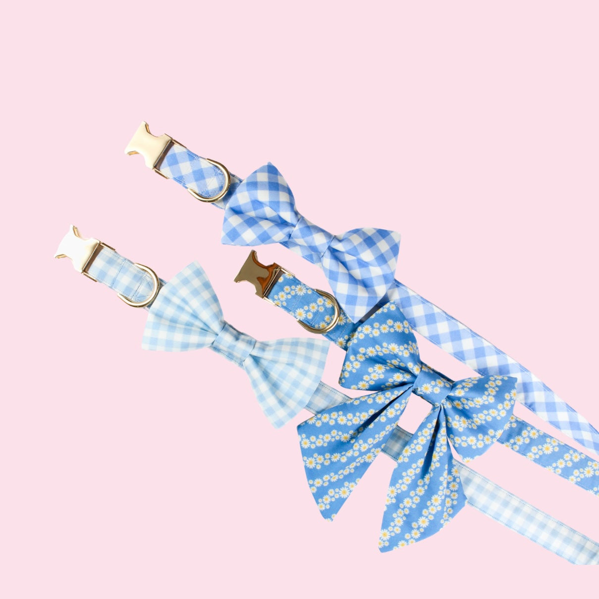Sky Blue Plaid Dog Bow Tie